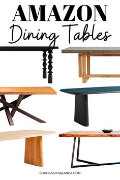 several different tables with the words amazon dining tables