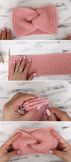 the instructions to make a knitted scarf for someone's feet and hand with scissors