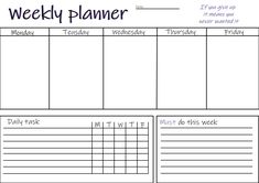 the weekly planner is shown in blue and white