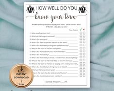 a printable question card with the words how well do you know your team?