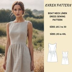 a women's dress sewing pattern with the front and back views