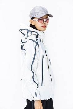 ENSHADOWER Teflon Reflective Water-Proof Windbreaker Type 1 White Reflective Outdoor Track Jacket, White Sports Windbreaker With Reflective Details, White Nylon Windbreaker With Reflective Details, White Reflective Winter Outerwear, Winter White Outerwear With Reflective Details, White Functional Windbreaker With Reflective Details, Techwear Track Jacket With Reflective Details For Outdoor Activities, Techwear Track Jacket With Reflective Details For Outdoor, White Sporty Windbreaker With Reflective Details