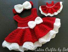 a crocheted dress and diaper cover with matching headband for a baby girl