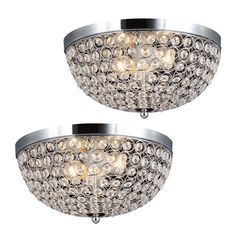 two chrome finish flushers with crystal balls on the top and bottom, one light fixture is