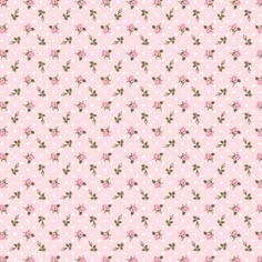 a pink and white polka dot background with small flowers on the bottom half of it