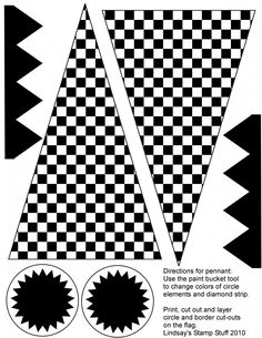 a black and white checkered pattern with arrows