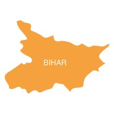 the map of bihar is shown in orange and has white letters on it's side