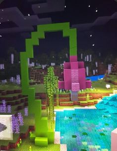 Llama Sanctuary Minecraft, Minecraft Flamingo Build, Pink Mushroom Minecraft, Cute Minecraft Builds For Girlfriend, Cute Nether Portal Design Minecraft, Tiny Minecraft Building Ideas, Side Of Mountain Minecraft Build, Cute Minecraft Fairy Builds, Heart Shaped Minecraft Builds