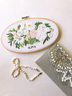 the embroidery kit is ready to be sewn and stitched with beadwork