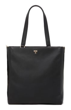 Gleaming logo hardware and rich leather distinguish a structured tote furnished with a spacious interior perfect for storing your daily essentials. Top zip closure Shoulder straps Interior wall pockets Removable pouch Structured silhouette with flat base and protective metal feet This bag includes Tumi Tracer®, an exclusive, complimentary program that helps reunite lost or stolen bags with their rightful owners using a one-of-a-kind 20-digit number affixed to the bag Lined Leather Imported Timeless Everyday Satchel With Branded Hardware, Everyday Timeless Satchel With Branded Hardware, Modern Shoulder Bag For Work With Gold-tone Hardware, Modern Bags For Daily Use With Branded Hardware, Modern Travel Bags With Branded Hardware, Modern Workwear Bags With Zipper Closure, Modern Shoulder Bag With Metal Hardware, Timeless Tan Shoulder Bag For Office, Sleek Bags With Gold-tone Hardware For Daily Use