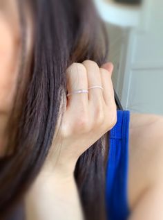 "Super chic, simple and unique! Available in 13 different colors! Makes a unique promise or pre-engagement ring for your exciting new journey! ♥︎ USA - Quick shipping 3-5 working days with tracking for only $5.95! ♥︎ D E T A I L S FEATURES: -Water resistant -Color does not fade easily -Adjustable -Comfortable to wear -Super unique! GEMSTONE AVAILABLE: -Clear quartz -Goldstone -Tiger Eye -Black Onyx -Amethyst -Each stone measures between 3-4mm MATERIAL: -Nylon string -Less than .8mm thick -Thicke Promise Ring Couple, Pre Engagement, Tiger Eye Ring, Rings Stacking, Friend Rings, Ring Couple, Promise Rings For Couples, Couples Ring Set, Stacking Ring Set