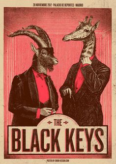 the black keys poster with two goats in suits