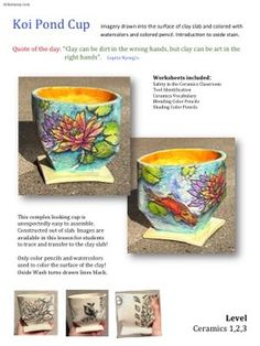 an advertisement for koi pond cup with pictures of flowers and leaves on the bowl