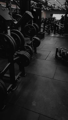 a gym filled with lots of black and white equipment