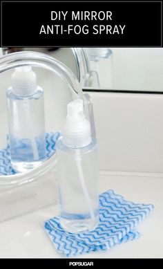 two bottles are sitting on the bathroom counter