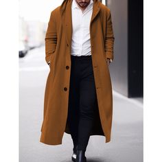 Season:Fall  Winter; Fabric:Polyester; Sleeve Length:Long Sleeve; Gender:Men's; Style:Streetwear,Fashion,Casual; Occasion:Outdoor,Going out,Daily Wear; Placket:Single Breasted; Pattern:Plain; Neckline:Hooded; Outerwear Type:Winter Coat,Overcoat,Trench Coat; Listing Date:08/23/2023; Bust:; Length:; Sleeve: