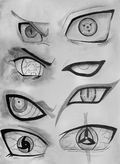 an image of different eyes drawn in pencil