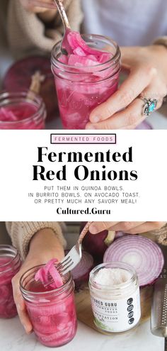 Fermented Pickled Red Onions, Pickled Red Onions With Honey, What To Serve With Pickled Red Onions, Good Fermented Foods, How To Use Pickled Red Onions, Fermented Red Onions Recipe, Best Fermented Foods, Healthy Fermented Foods, Fermented Quinoa