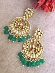 Kundan Earrings Indian Chandbali Handcrafted Kundan Jewelry | Etsy