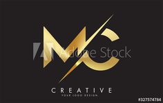 gold alphabet letter mcc logo combination design with black background suitable for a company or business