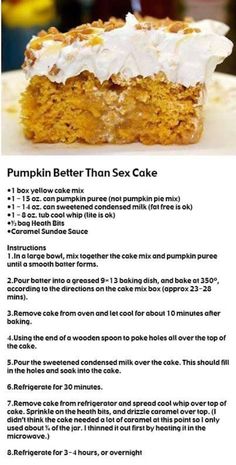 Pumpkin Pie Mix, Pumpkin Cake Recipes, Pumpkin Recipes Dessert, A Piece Of Cake, Cake Mix Recipes, Piece Of Cake, Pumpkin Dessert, Pumpkin Cake, Fall Desserts