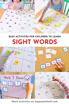 Sight Word Activities for Preschoolers to Play and Learn Sight Word Activities, Word Activities, Toddler Learning Activities