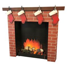 3D FIREPLACE Cardboard Cutout Standup Standee - Front 3d Fireplace, Cardboard Props, Cardboard Fireplace, Cardboard Standup, Fake Fireplace, Fireplace Christmas, Red Christmas Stockings, Store Window Displays, Cardboard Display