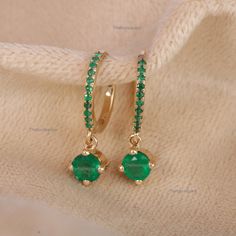 Big Emerald Drop Hoop Earrings, Prong Set Diamond Huggie Hoops, Natural Emerald Huggies, Handmade Jewelry, Anniversary Gift For Her, Shaking Emerald Hoops, Hanging Earrings, May Birthstone Earrings, Wedding Earrings, Gold Hoops. Great Gift for Mom, Sister, Friend, Girlfriend and Wife. Also available in Rose Gold, White Gold and Yellow Gold. 𝐏𝐫𝐨𝐝𝐮𝐜𝐭 𝐢𝐧𝐟𝐨: 𝟏𝟒𝐤 𝐬𝐨𝐥𝐢𝐝 𝐠𝐨𝐥𝐝 ★𝐃𝐞𝐭𝐚𝐢𝐥𝐬 ★𝐒𝐊𝐔 𝐂𝐨𝐝 : 2975 ★𝐏𝐮𝐫𝐢𝐭𝐲 : Solid 14k Gold ( Also available in 9k & 18k Solid G Green 14k Gold Hoop Earrings, May Birthstone Round Hoop Earrings For Pierced Ears, May Birthstone Round Hoop Earrings, Hoop Earrings For Anniversary With May Birthstone, Anniversary Hoop Earrings With May Birthstone, Anniversary Huggie Earrings With May Birthstone, Anniversary Gift May Birthstone Round Huggie Earrings, May Birthstone Huggie Hoop Earrings, May Birthstone Small Hoop Earrings For Anniversary