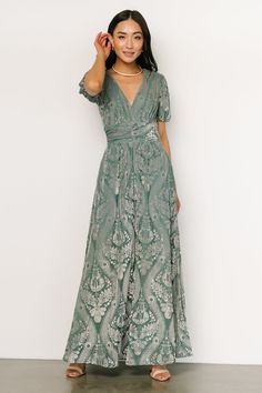 Leslie Velvet Maxi Dress | Sage + Silver | Baltic Born Embossed Velvet, Sage Green Dress, Dress Sage, Gorgeous Style, Baltic Born, Mother Of Groom Dresses, Velvet Maxi, Velvet Maxi Dress, Groom Dresses