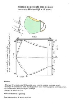 the diagram shows how to make a face mask with an adjustable strap and elastic band