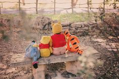 winnie the pooh and tigger sitting on a bench