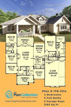 one story cottage plans, Plan # 178-1214