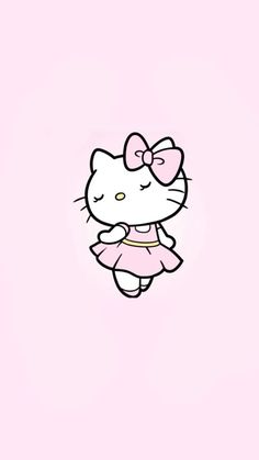 a hello kitty wallpaper with a pink background