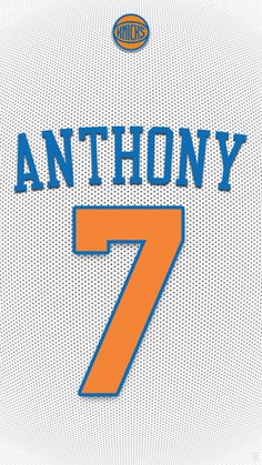 an orange and blue basketball jersey with the number seven on it's chest, which reads