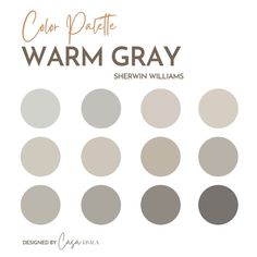 the color scheme for warm gray is shown in different shades and sizes, including one with an