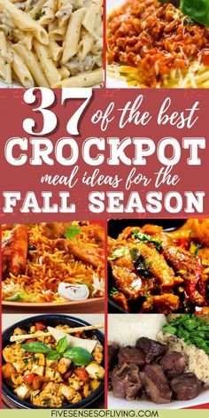 the best crockpot meal ideas for the fall season, including chicken and pasta