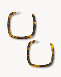 Large Square Hoops in Classic Tortoise - MACHETE Square Hoop Earrings, Gold Rate, Versatile Jewelry, Dramatic Look, Katie Holmes, Kendall Jenner, Handmade Earrings, Tortoise, Barrel