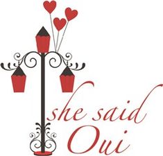 the logo for she said oui, which features three lamps with hearts on them