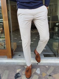 Pants Material: 97% Cotton, 3% Lycra Machine Washable: Yes, But Wash separately Fitting: Slim-Fit Package Include: Pants Only Mens Pants Fashion Trousers, Best Mens Pants, Slim Fit Pants Men, White Pants Outfit, White Slacks, Off White Pants, Pants Outfit Men, Smart Casual Style, Best Mens Fashion