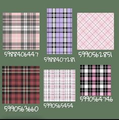 the different plaid patterns are shown in various colors and sizes, including pink, purple, green