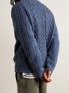 Alex Mill's sweater is modelled after traditional Donegal fisherman styles, from the cable-knit construction to the contrasting flecks woven into the fabric. It's crafted from an extra-fine merino wool-blend with touches of warm alpaca and meant to layer comfortably.