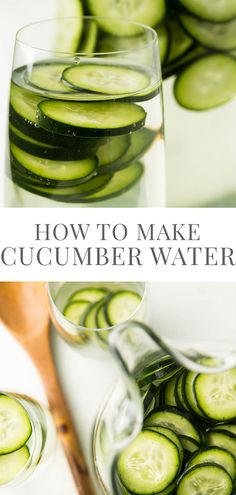 cucumber water in a glass next to sliced cucumbers