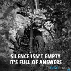 a black and white photo of a motorcycle with the words, science isn't empty it's full of answers