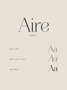 some type of font that is black and white with the words aire on it