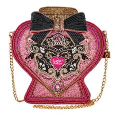 Mary Frances Love Potion Crossbody Handbag New With Tags - Preorder Fall 2022 Collection Please be aware this is a preorder for the Fall 2022 collection & will be delivered in 8-9 weeks. Dimensions: 9 x 1.75 x 10", Strap Length: 49", Strap Drop: 21.25", Features: Removable crossbody chain strap, magnet closure, inside pocket, back pocket, fits a cell phone Made in India Dust Bag Extra Beads BRAND NEW COMES WITH MARY FRANCES BAG. Certificate of Authenticity included (Numbered Edition) Crystals, s Pretty Handbags, Mary Frances Purses, Mary Frances Bags, Mary Frances Handbags, France Love, Pink Perfume, Embroidered Handbag, Pink Bottle, Mary Frances