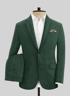 StudioSuits- Campari Green Mile Linen Suit Black Tweed Suit, Green Wool Suit, Green Tweed Suit, Charcoal Jacket, Tailor Made Suits, Brown Flannel, Charcoal Suit, Tailoring Details, Black Velvet Jacket