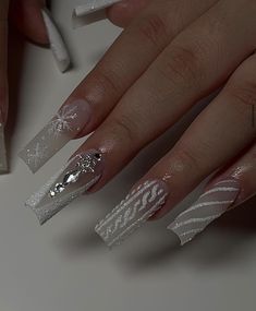 Long Acrylic Nail Designs, Diy Acrylic Nails, Winter Nails Acrylic, Nails Design With Rhinestones, Long Acrylic Nails Coffin, Unique Acrylic Nails, Christmas Nails Acrylic, Bling Acrylic Nails, Acrylic Nails Coffin Short