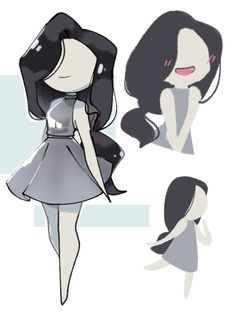 an animated girl with black hair and white dress, standing next to another character's face