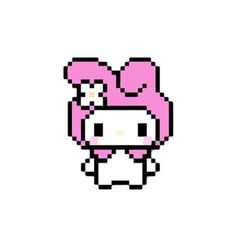 an animal with pink hair and a bow on it's head is shown in pixel art