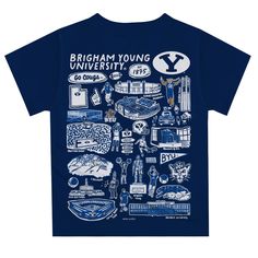 Let your kiddo look cool in his new Vive La Fete Impressions hand sketched artwork boys tee shirt. Let him play, go to the game, and cheer loudly and proudly with his Brigham Young Cougars BYU gear by Vive La Fete.Celebrate and cheer on game day with our classic design Brigham Young Cougars BYU Short Overstitched Crew Neck Sleeve Top. Officially Licensed product sold by Vive La Fete.This awesome graphics, fun and game day crew neck t-shirt features officially licensed Brigham Young Cougars BYU c Byu Cougars, Brigham Young, Hand Sketch, Boy Tees, Boy Blue, Tee Design, Blue Shorts, Look Cool, Favorite Team